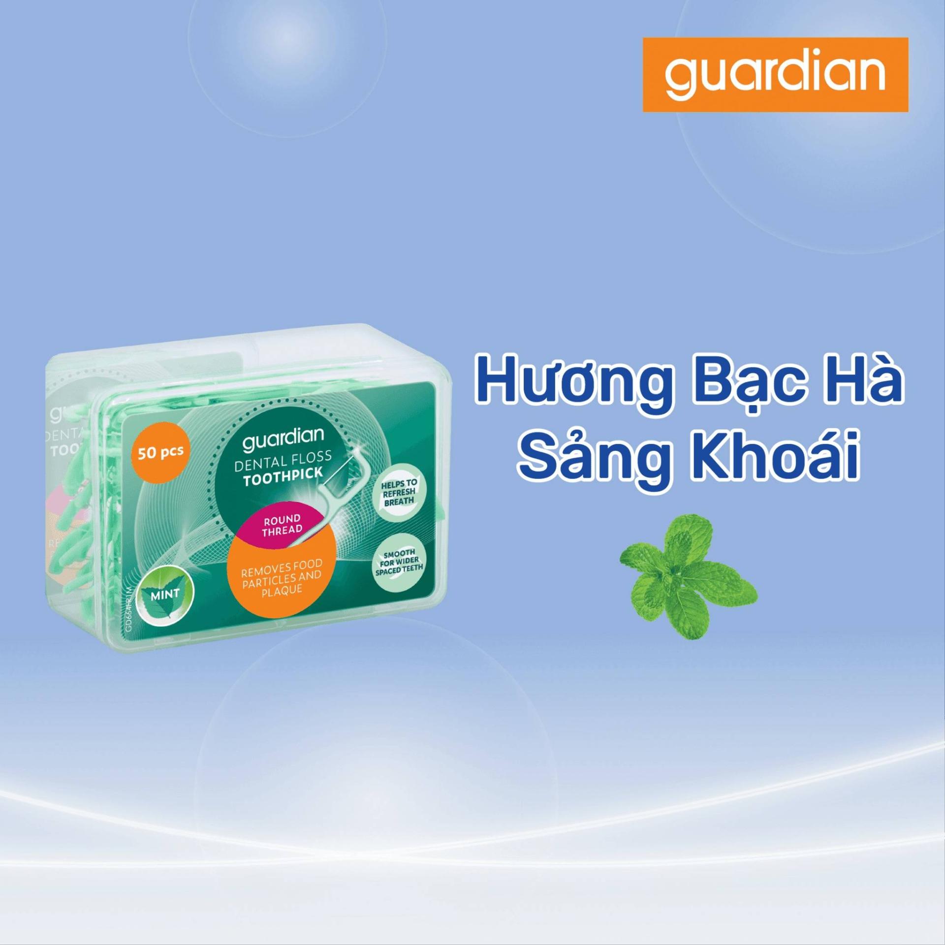 tam-chi-nha-khoa-bac-ha-giup-lam-sach-ke-rang-guardian-dental-floss-toothpick-round-thread-mint-dau-tron-huong-bac-ha-sang-khoai-50-cay-x-3-hop