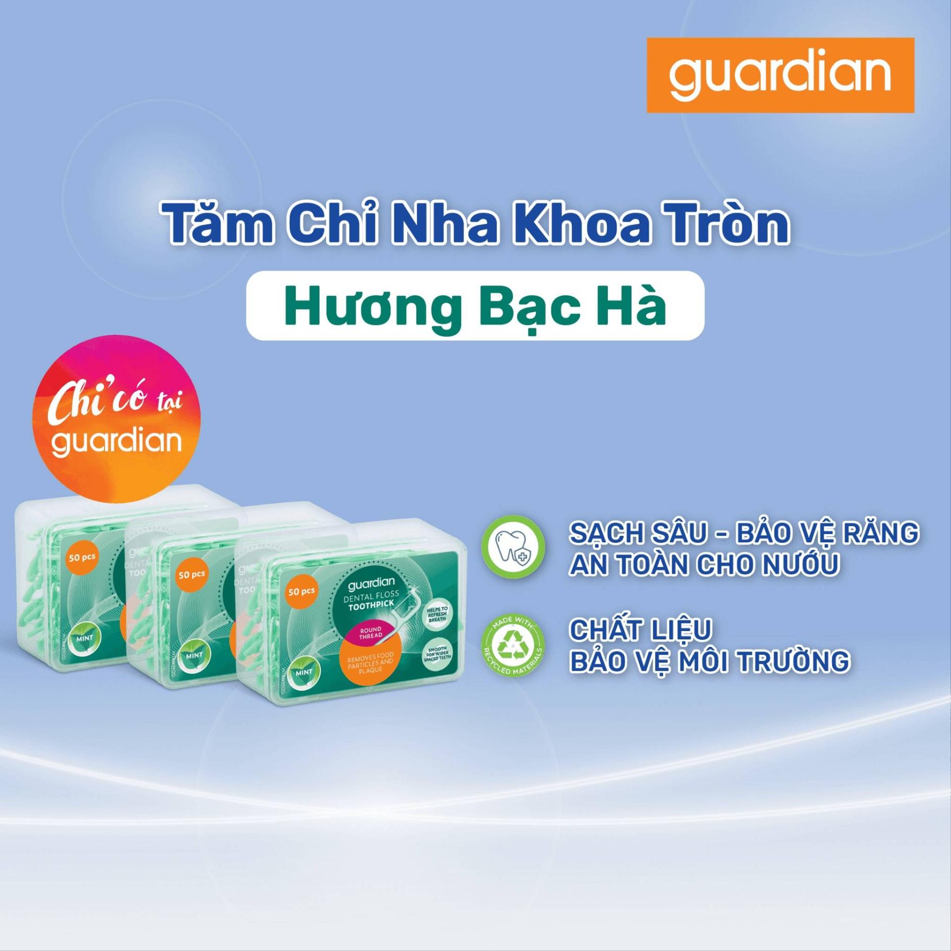 tam-chi-nha-khoa-bac-ha-giup-lam-sach-ke-rang-guardian-dental-floss-toothpick-round-thread-mint-dau-tron-huong-bac-ha-sang-khoai-50-cay-x-3-hop