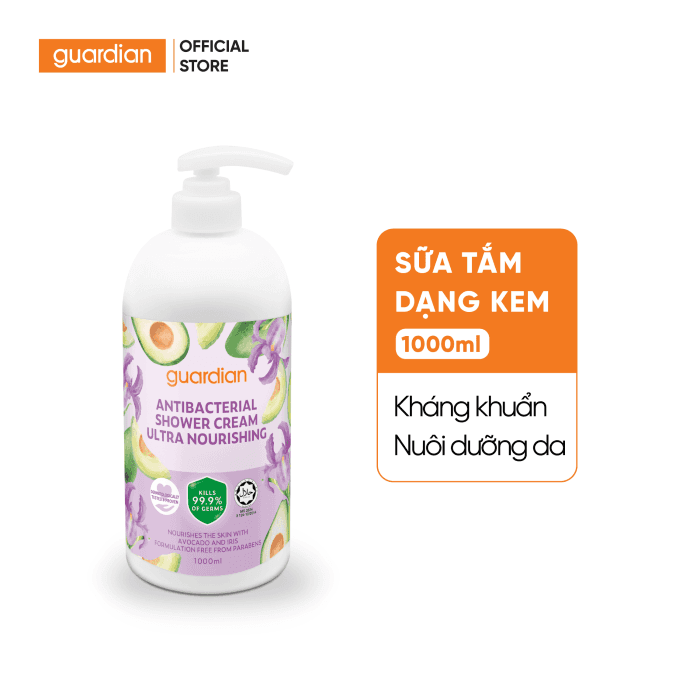 sua-tam-dang-kem-khang-khuan-guardian-antibacterial-shower-cream-ultra-nourishing-nuoi-duong-da-1000ml