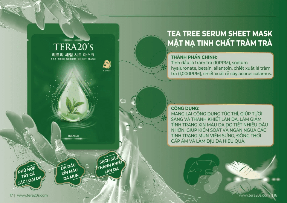 mat-na-tinh-chat-tram-tra-ho-tro-cap-am-va-giam-mun-tera20’s-tea-tree-serum-sheet-mask-28ml