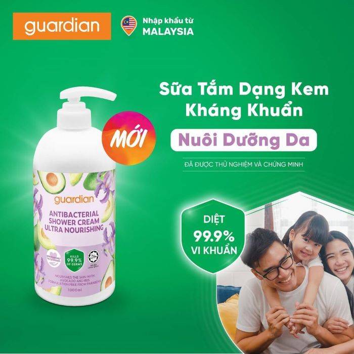 sua-tam-dang-kem-khang-khuan-guardian-antibacterial-shower-cream-ultra-nourishing-nuoi-duong-da-1000ml