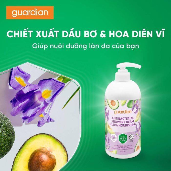 sua-tam-dang-kem-khang-khuan-guardian-antibacterial-shower-cream-ultra-nourishing-nuoi-duong-da-1000ml