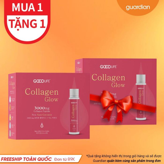 [Combo 1+1] Nước Uống Bổ Sung Collagen Goodlife Glow 3000Mg 10 Chai X 25Ml