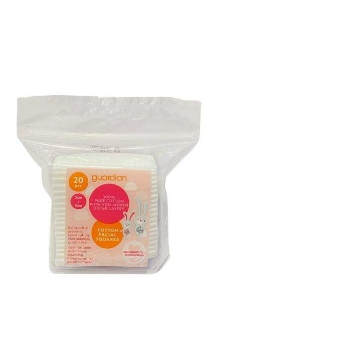 Bông Tẩy Trang Hình Vuông Viền Ép 4 Cạnh Guardian Facial Square Túi Zip 20 Miếng (Zip Lock Bag)