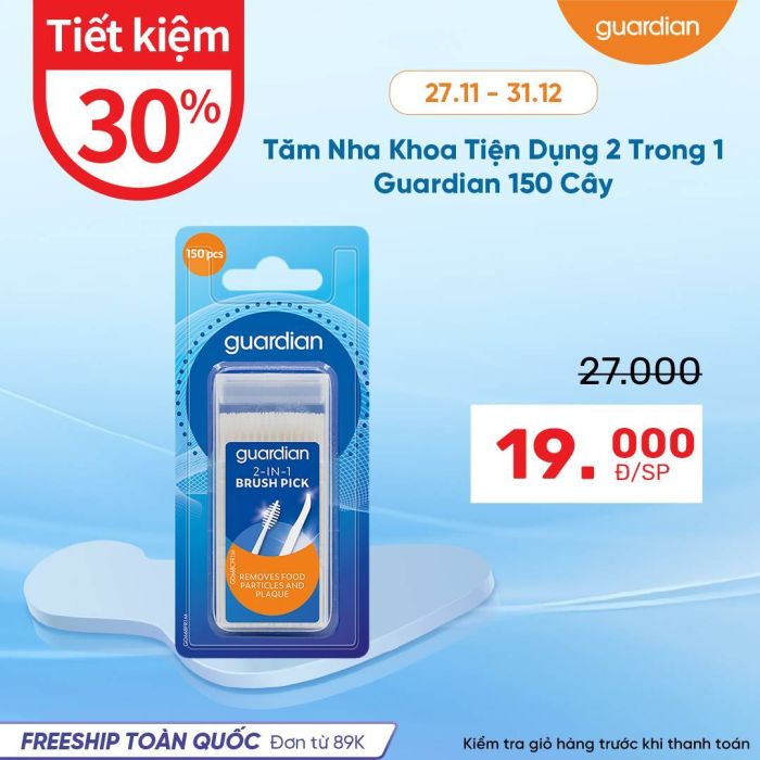 Tăm Nha Khoa Tiện Dụng 2 Trong 1 Guardian 2-In-1 Brush Pick 150 Cây