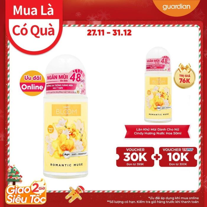 Lăn Khử Mùi Cindy Bloom Hương Nước Hoa Romantic Muse - Quyến Rũ 50Ml