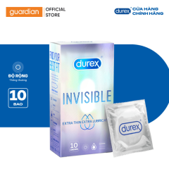 Bao Cao Su Durex Invisible Extra Thin Extra Lubricated Hộp 10 Cái