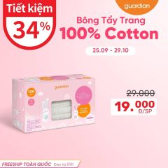 Bông Tẩy Trang Hộp Vuông Guardian Cotton Facial Squares 100 Miếng