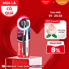 Bộ 2 Bàn Chải Đánh Răng Colgate Trắng Răng Optic White Với Lông Chải 2 Tầng Sạch Vượt Trội, Loại Bỏ Vết Ố