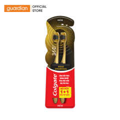 Bộ 2 Bàn Chải Lông Chải Xoắn Kép Than Vàng Kháng Khuẩn Colgate 360 Gold Charcoal 2 Cái 