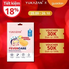 Miếng Dán Hỗ Trợ Hạ Sốt, Hạ Nhiệt Yukazan Children Fevercare Medical Hydrogel Cool Gel Patch Dành Cho Trẻ Em Gói 2 Miếng