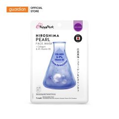 MẶT NẠ GIÚP GIẢM NẾP NHĂN HAPPY MASK HIROSHIMA PEARL FACE MASK CHIẾT XUẤT NGỌC TRAI HIROSHIMA VÀ COLLAGEN + 4% VITAMIN B323ML