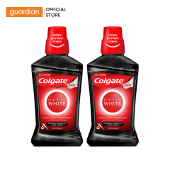 Combo 2 Chai Nước Súc Miệng Colgate Trắng Răng Optic White Than Hoạt Tính Bạc Hà The Mát 500ml x 2