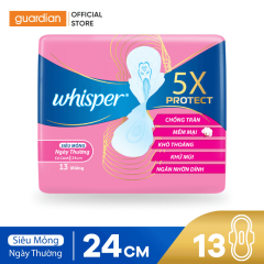 Băng Vệ Sinh Bảo Vệ Gấp 5 Lần Whisper 5X Protect Siêu Mỏng 13 Miếng