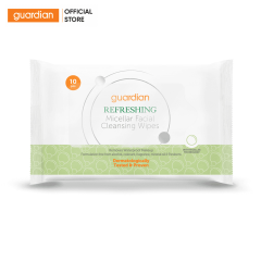 Khăn Ướt Tẩy Trang Tươi Mát Guardian Micellar Facial Cleansing Wipes Refreshing 10 Miếng