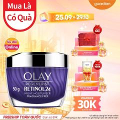 Kem Dưỡng Ẩm Ban Đêm Hỗ Trợ Tái Tạo Da Regenerist Retinol 24 Night Moisturiser Fragrance-Free Olay 50Gr