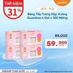 Bông Tẩy Trang Vuông Hộp Guardian 4 Gói X 100 Miếng