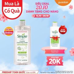 Nước Tẩy Trang Simple Cấp Ẩm Nhẹ Nhàng Làm Sạch Trang Điểm Micellar Cleansing Water 400Ml