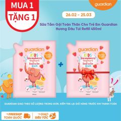 Sữa Tắm Gội Toàn Thân Cho Trẻ Em Guardian Kids Head To Toe Wash Strawberry Hương Dâu Túi Refill 450ml