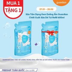 SỮA TẮM DẠNG KEM DƯỠNG ẨM GUARDIAN ESSENTIAL GOAT'S MILK MOISTURISING SHOWER CREAM CHIẾT XUẤT SỮA DÊ TÚI REFILL 600 ML