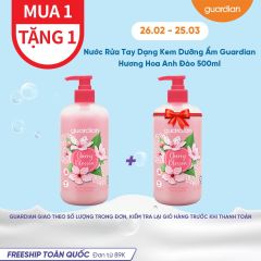 NƯỚC RỬA TAY DẠNG KEM DƯỠNG ẨM GUARDIAN ESSENTIAL CHERRY BLOSSOM MOISTURISING CREAM HAND WASH HƯƠNG HOA ANH ĐÀO 500 ML