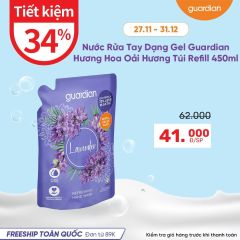 NƯỚC RỬA TAY DẠNG GEL HƯƠNG HOA OẢI HƯƠNG TƯƠI MÁT GUARDIAN LAVENDER REFRESHING  HAND WASH TÚI REFILL 450 ML