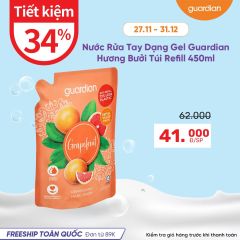 NƯỚC RỬA TAY DẠNG GEL HƯƠNG BƯỞI TƯƠI MÁT GUARDIAN ESSENTIAL GRAPEFRUIT REFRESHING HAND WASH TÚI REFILL 450 ML