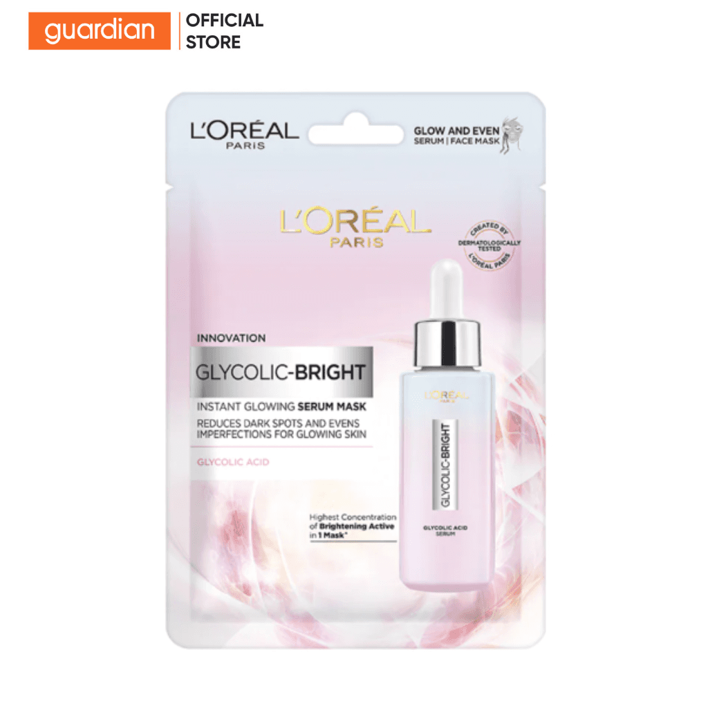 Mặt Nạ Dưỡng Chất Hỗ Trợ Dưỡng Sáng Mờ Thâm Nám L'Oréal Glycolic-Bright Instant Glowing Serum Mask 22G