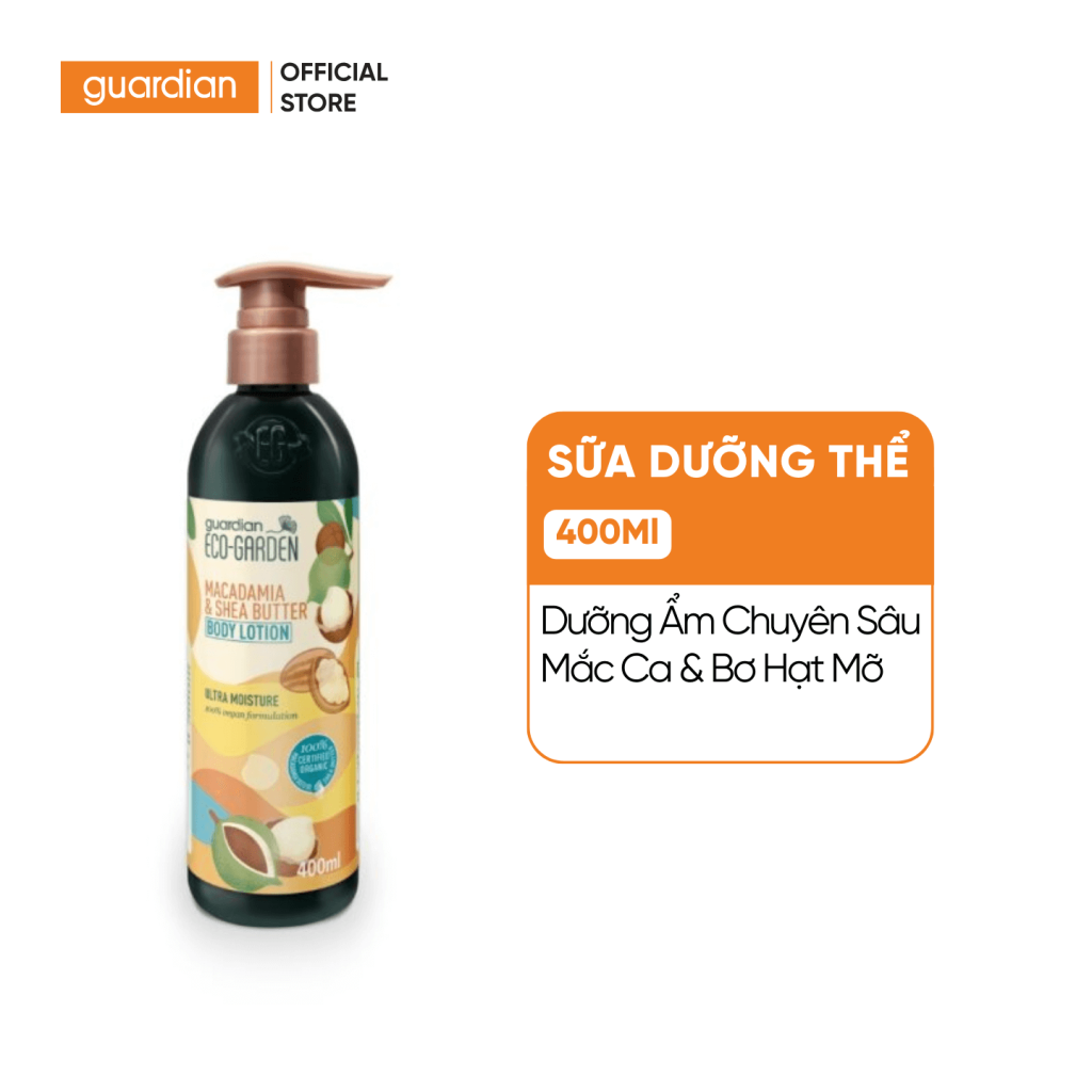 Sữa Dưỡng Thể Dưỡng Ẩm Chuyên Sâu Eco Garden Macadamia & Shea Butter Ultra Moisture Body Lotion Chiết Xuất Từ Hạt Mắc Ca Và Bơ Hạt Mỡ 400ml