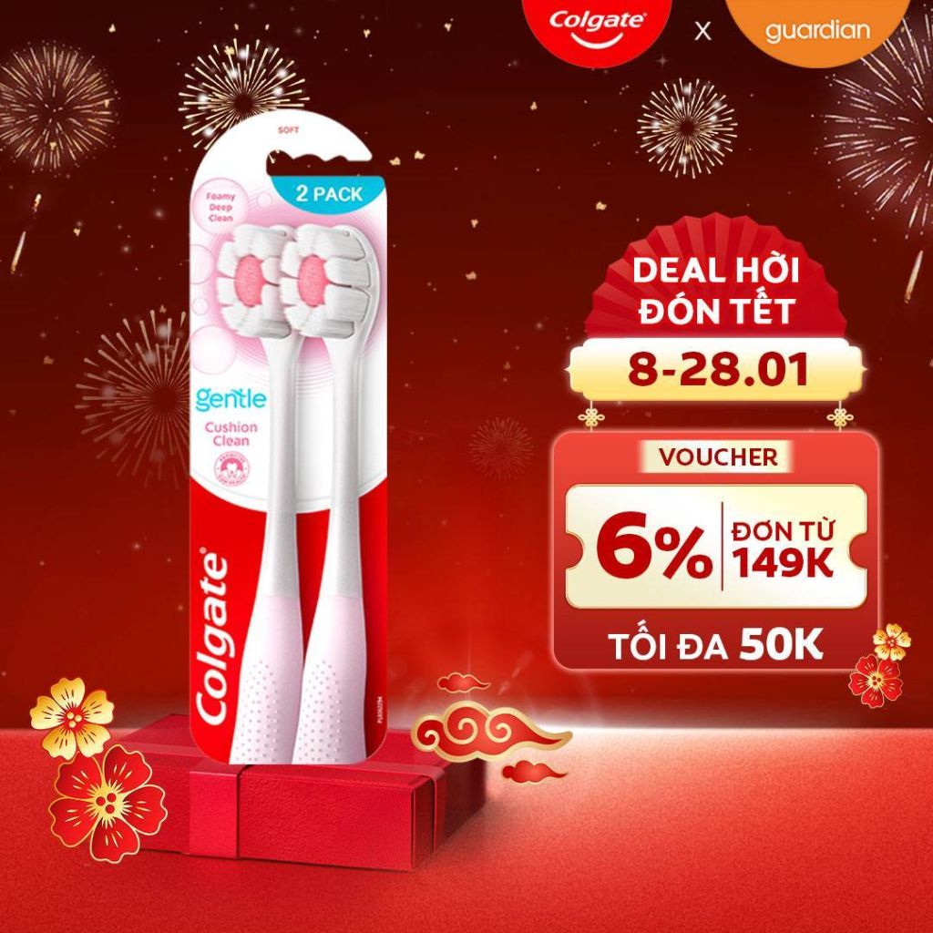 Bộ Đôi Bàn Chải Đánh Răng Tạo Bọt Siêu Mịn Colgate Cushion Clean