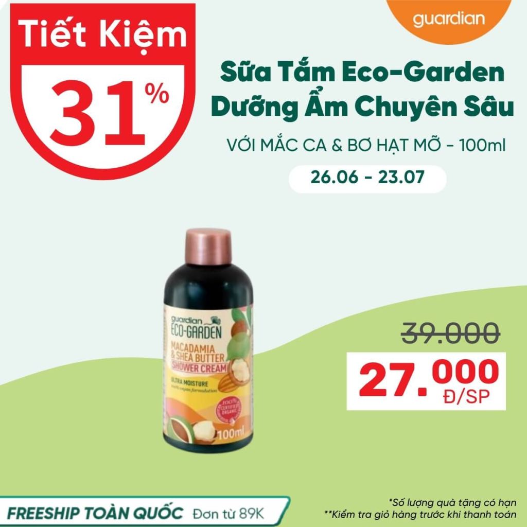 Sữa Tắm Dưỡng Ẩm Chuyên Sâu Eco Garden Ultra Moisture Macadamia & Shea Butter Body Wash Chiết Xuất Từ Hạt Mắc Ca Và Bơ Hạt Mỡ 100ml