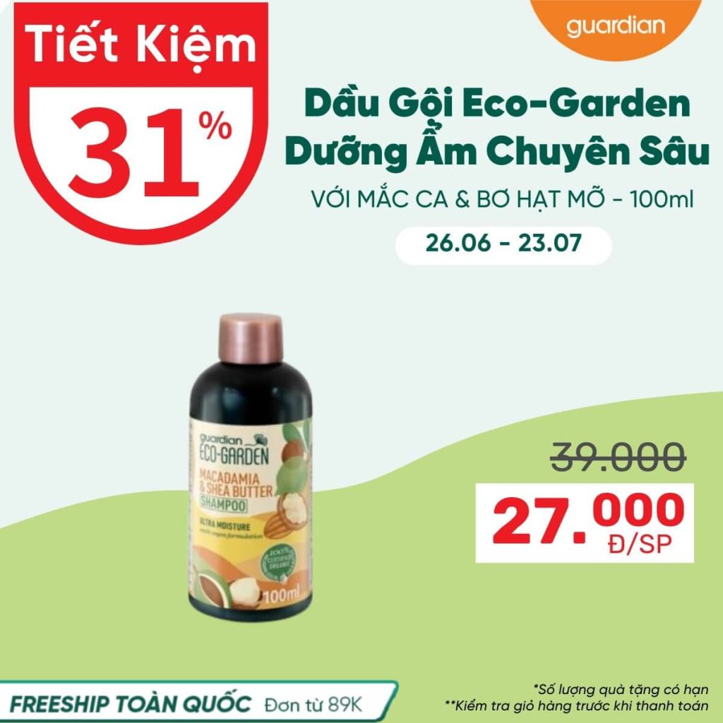 Dầu Gội Dưỡng Ẩm Chuyên Sâu Eco Garden Macadamia & Shea Butter Ultra Moisture Shampoo Chiết Xuất Từ Hạt Mắc Ca Và Bơ Hạt Mỡ 100ml