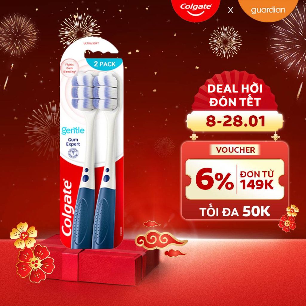 Bộ 2 Bàn Chải Đánh Răng Colgate Giảm Chảy Máu Nướu Gentle Gum Expert Lông Dày Siêu Mềm