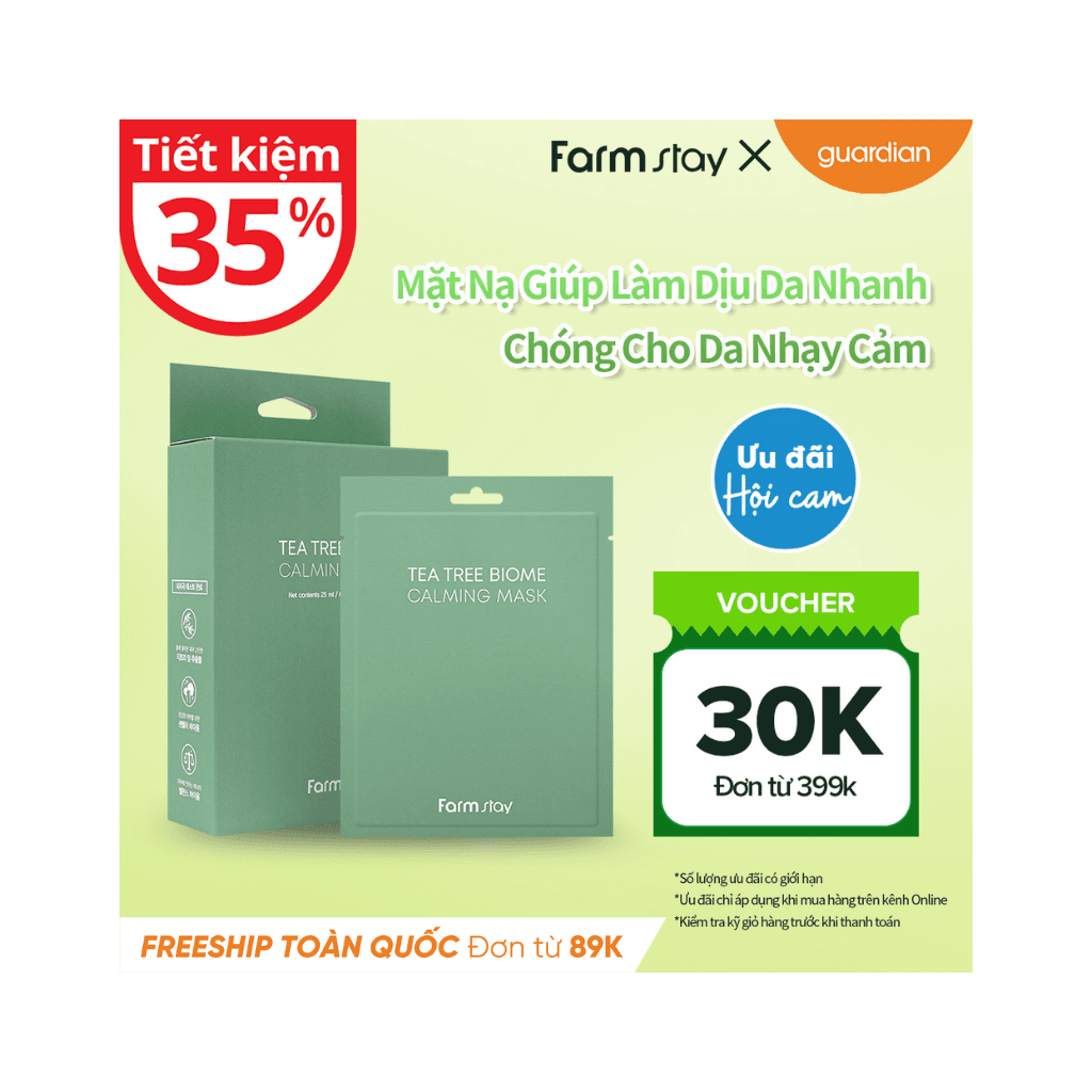 Mặt Nạ Dưỡng Ẩm Chiết Xuất Tràm Trà Farmstay Tea Tree Biome Calming Mask 25ml