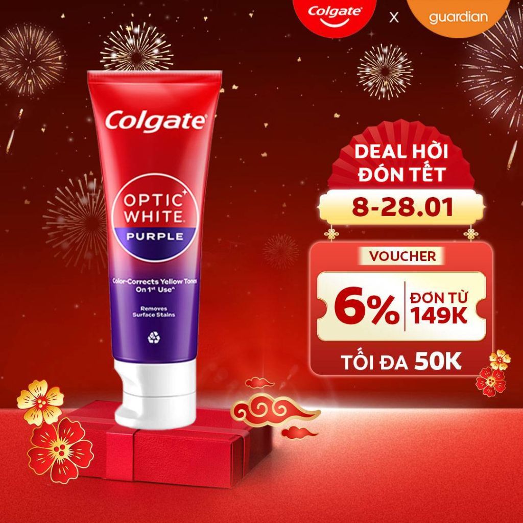 Kem Đánh Răng Colgate Trắng Răng Optic White Purple Trung Hòa Sắc Vàng Trên Răng 100gr