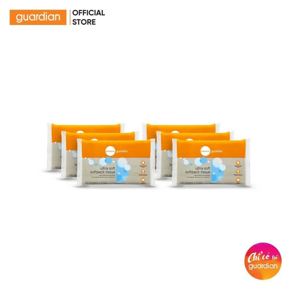 Khăn Giấy Siêu Mềm 2 Lớp Guardian Ultra Soft Softpack Tissue 6 Gói X50 Tờ