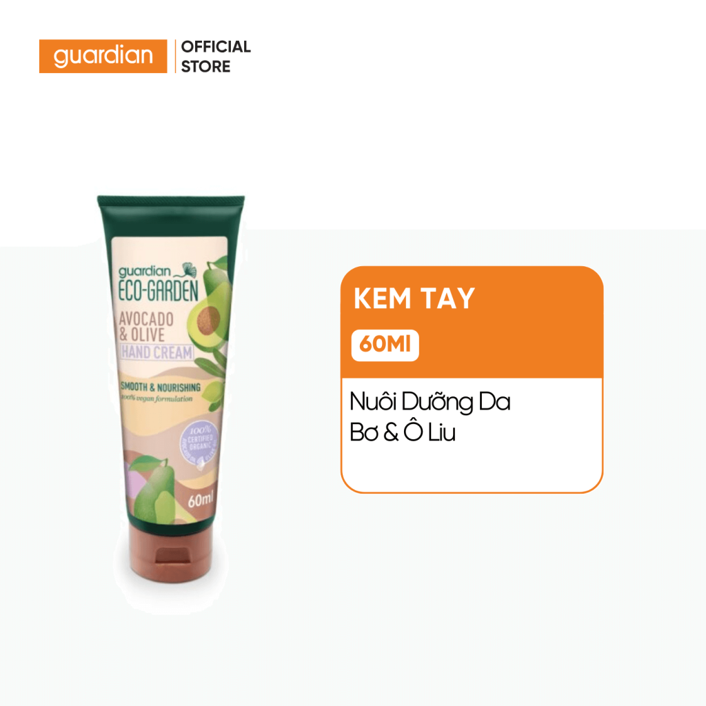 Kem Dưỡng Da Tay Nuôi Dưỡng Da, Cho Da Tay Mịn Màng Eco Garden Avocado & Olive Smooth & Nourishing Hand Cream Chiết Xuất Từ Bơ Và Ô Liu 60ml