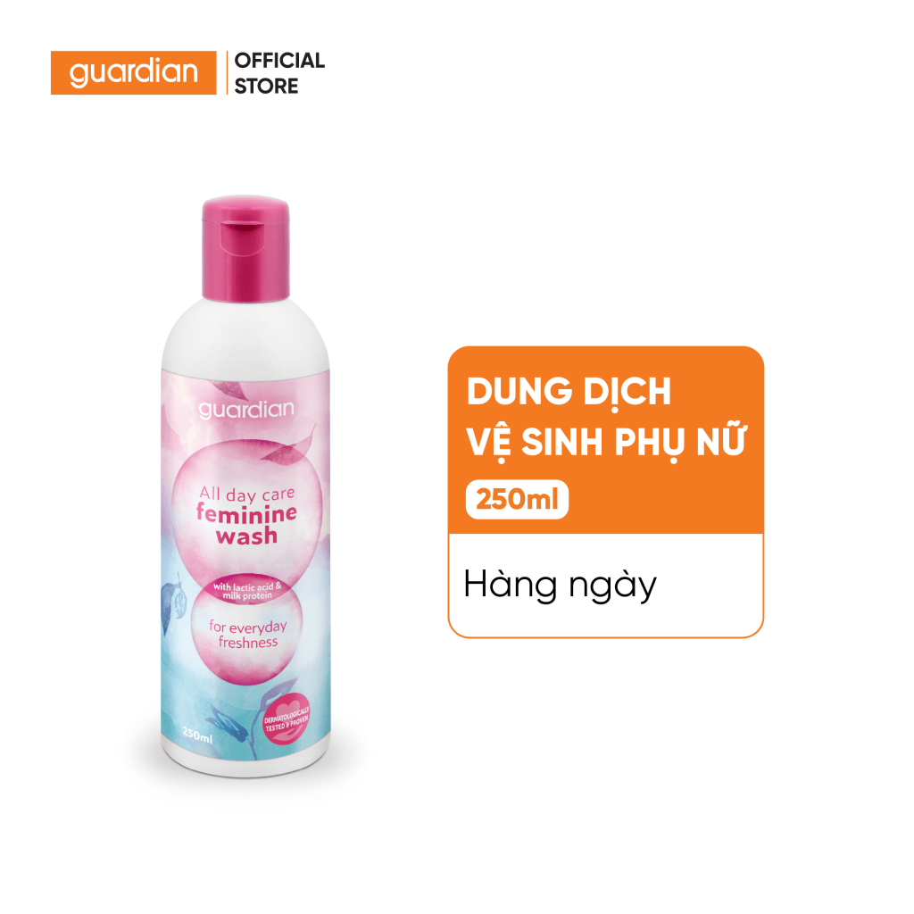 Dung Dịch Vệ Sinh Phụ Nữ Giúp Chăm Sóc Sức Khỏe Hằng Ngày Guardian All Day Care Feminine Wash With Latic Acid & Milk Protein 250Ml