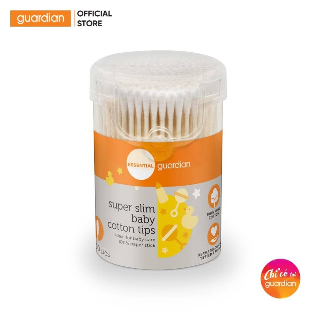 Tăm Bông Ráy Tai Trẻ Em Giúp Làm Sạch Bụi Bẩn Guardian Super Slim Baby Cotton Tips 200 Cây