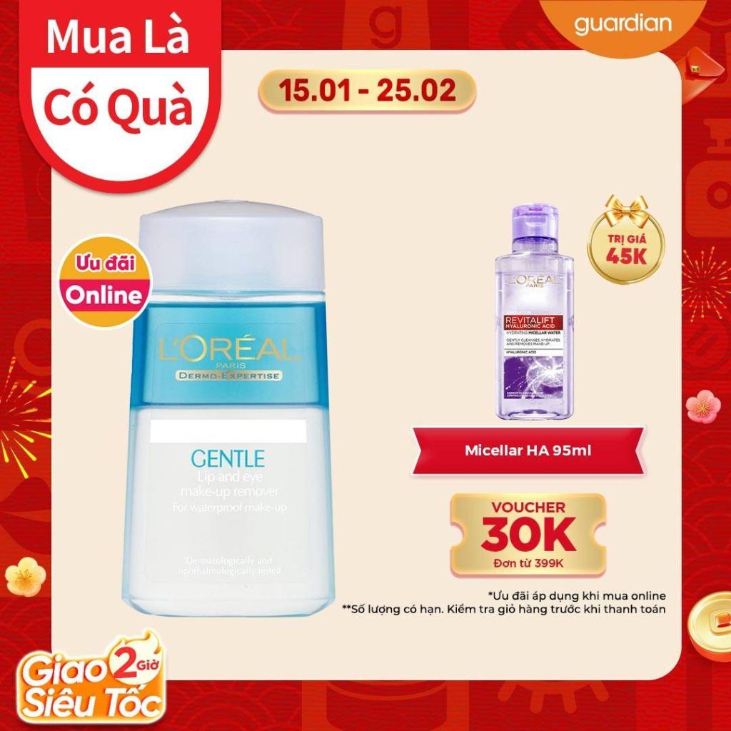 Nước Tẩy Trang Mắt Và Môi Paris Gentle Care L'Oréal Paris 125Ml