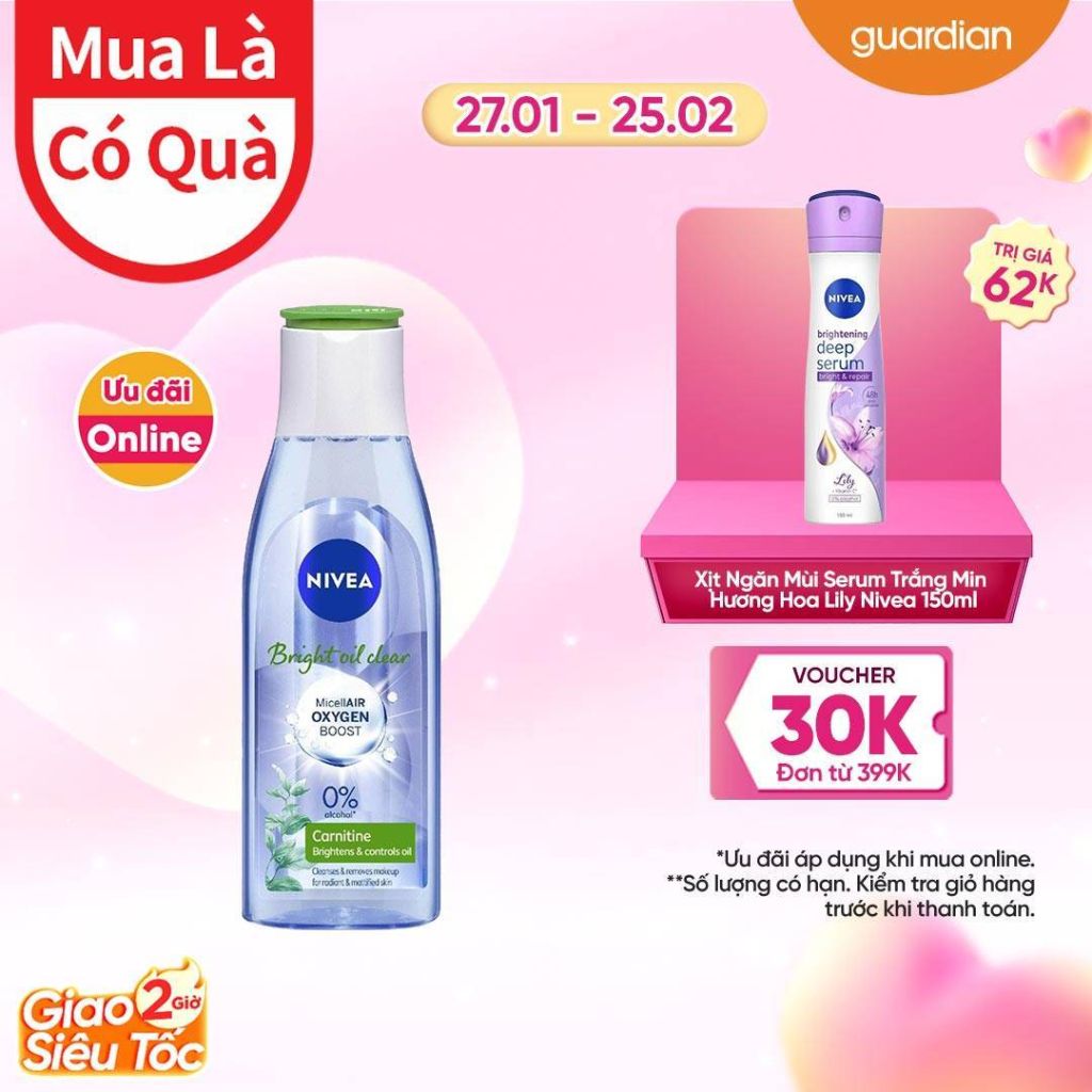 Nước Tẩy Trang Hỗ Trợ Sáng Da Và Sạch Nhờn Nivea White Oil Clear Micellar Water 200Ml