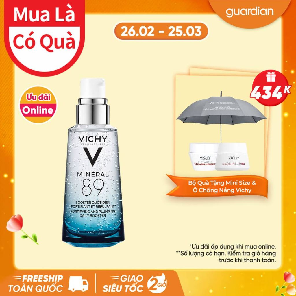 Dưỡng Chất Cô Đặc Giàu Khoáng Chất, Giúp Da Sáng Mịn, Căng Mướt Vichy Mineral 89 Skin Fortifying Daily Booster 50ml