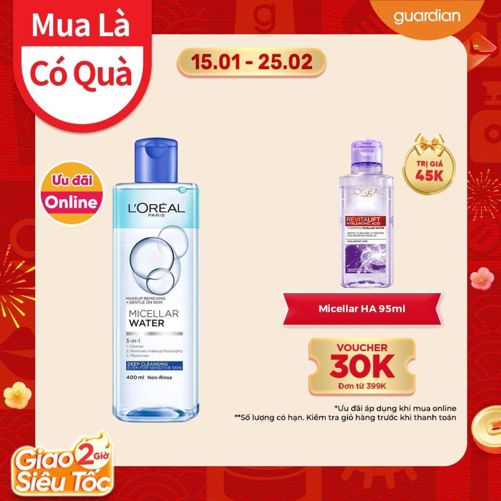 Nước Tẩy Trang 3 In 1 Micellar Làm Sạch Sâu L'Oréal Paris 400Ml