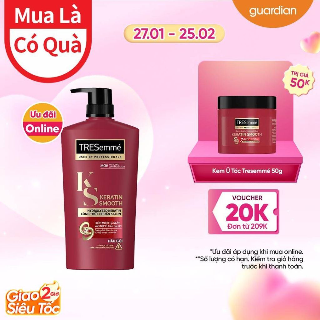 Dầu Gội Cho Tóc Khô Xơ Rối TRESemmé Keratin Smooth Vào Nếp Suôn Mượt 850g