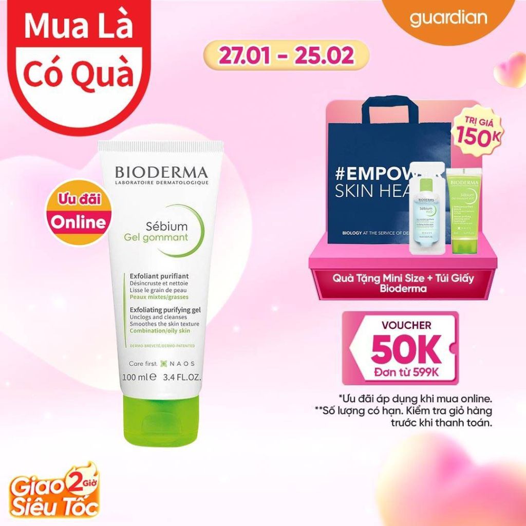 Gel Tẩy Tế Bào Chết Dành Cho Da Dầu, Mụn Sébium Gel Gommant Bioderma 100Ml