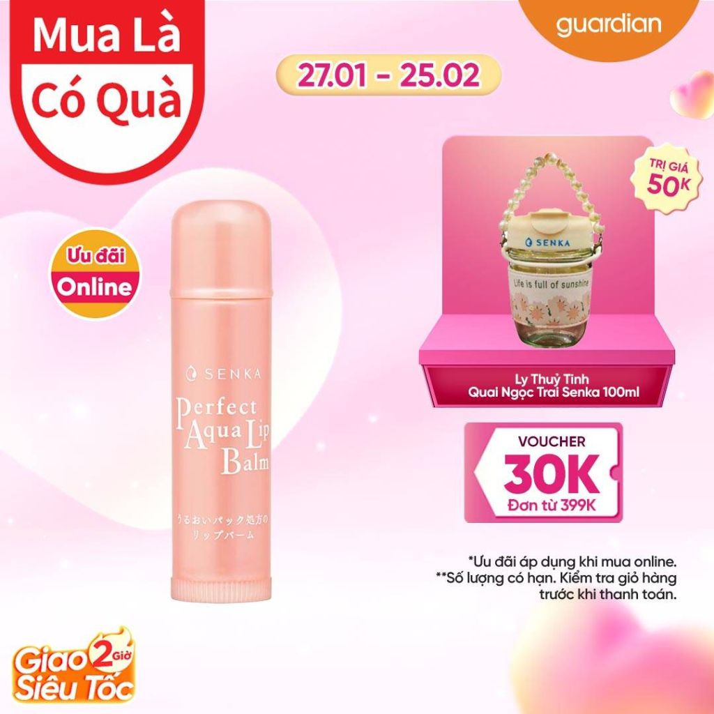 Son Dưỡng Môi Senka Cấp Ẩm & Giúp Giảm Khô, Nẻ Môi Perfect Aqua Lip Balm 4,5Gr