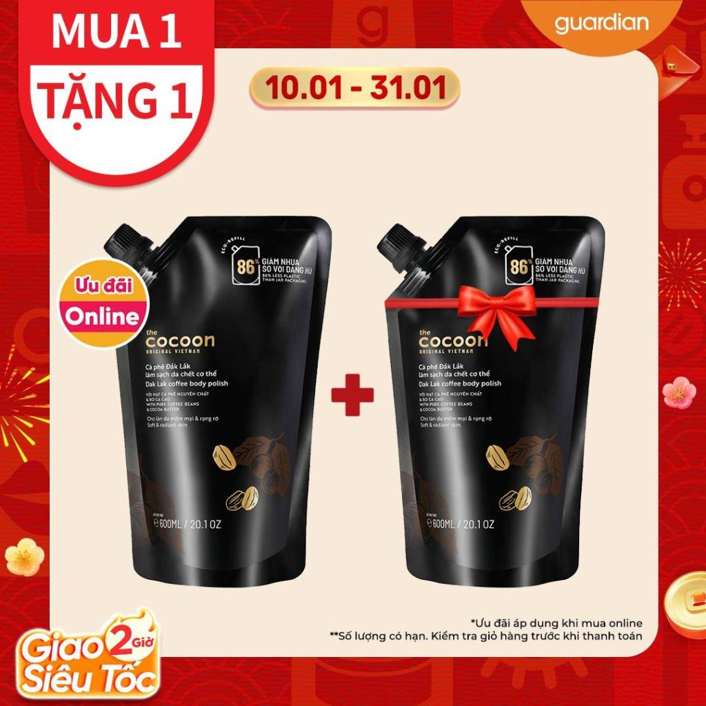 Cà Phê Đắk Lắk Làm Sạch Da Chết Cơ Thể Cocoon Dak Lak Coffee Body Polish Túi 600Ml