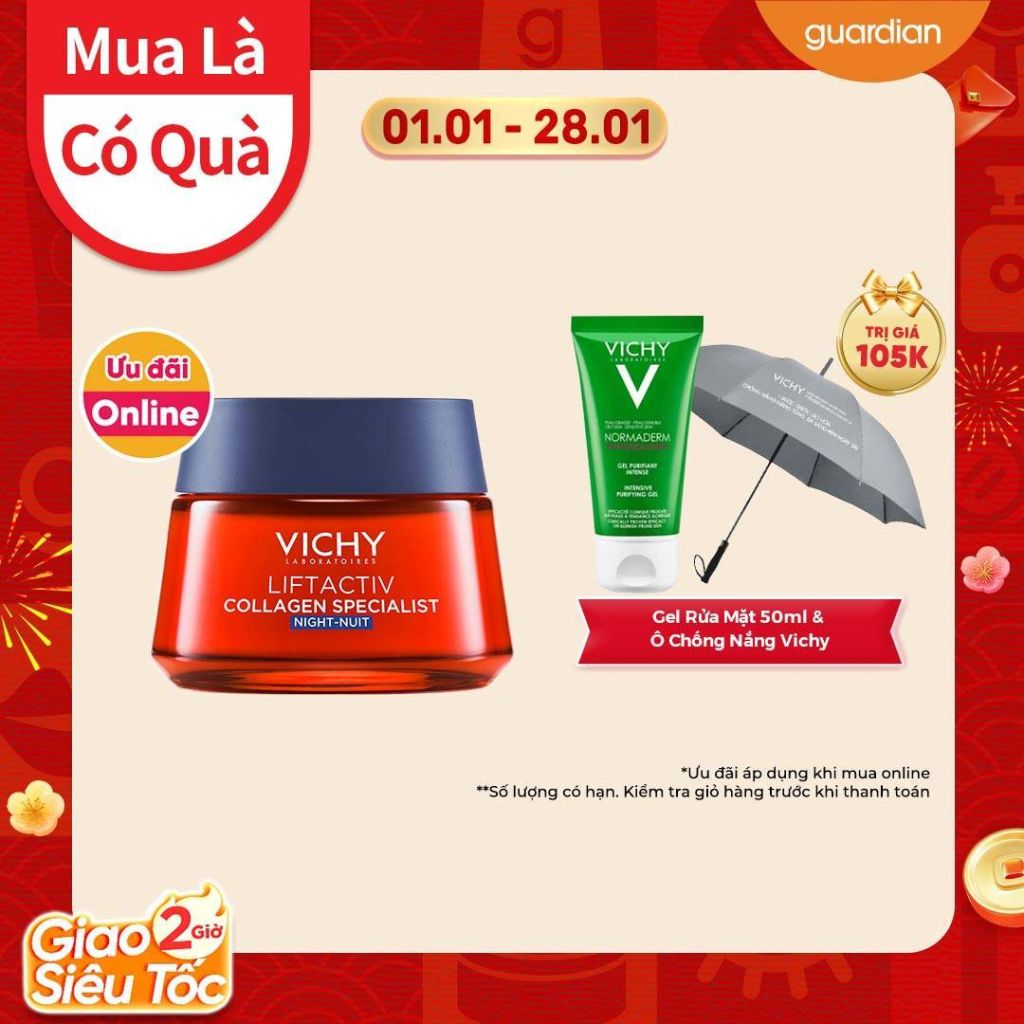 Kem Dưỡng Hỗ Trợ Sáng Da, Mờ Thâm Nám Ban Đêm Vichy Liftactiv Collagen Specialist Night 50ml