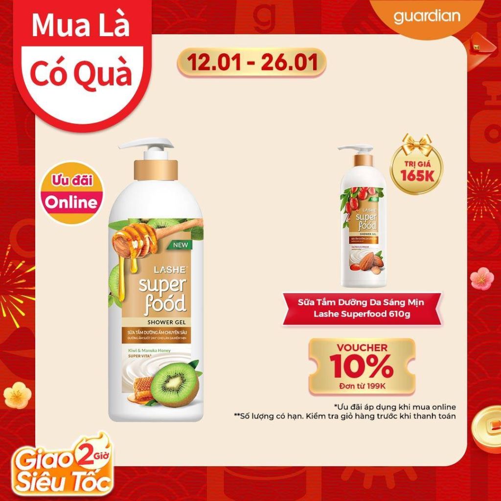 Sữa Tắm Dưỡng Ẩm Chuyên Sâu Lashe Super Food 610gr