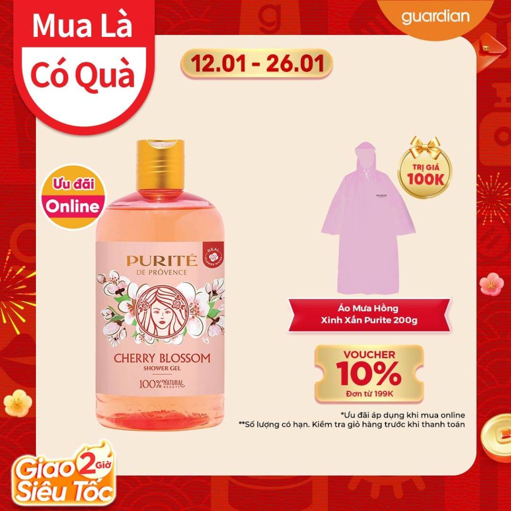 Sữa Tắm Thiên Nhiên Purite Cherry Blossom Hương Hoa Anh Đào 500ml